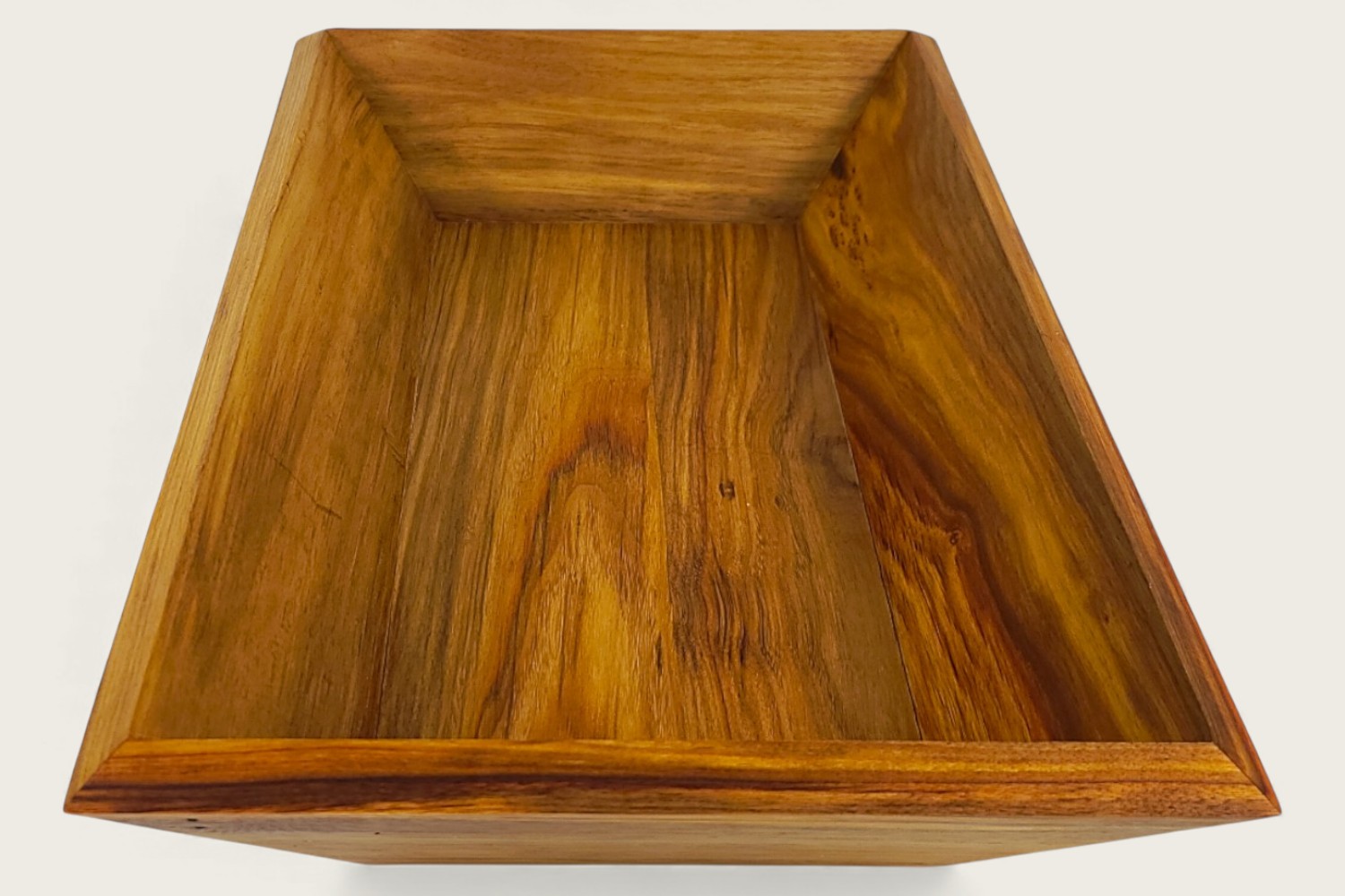 Canarywood Catch-All Bowl (#340) with horizontal face grain, a rectangle shape, and a warm tung oil finish.